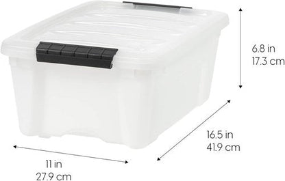 IRIS USA 13 QT Plastic Storage Box - BPA-Free, Durable Nestable Containers with Lids - 6 Pack, Pearl Color