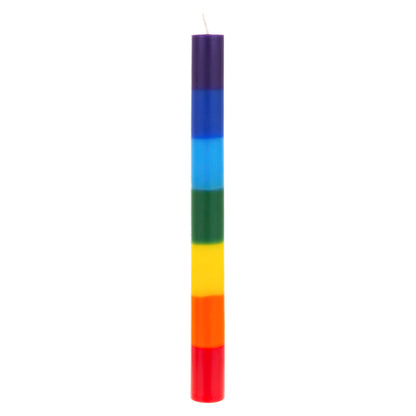 Mega Candles 5 pcs Unscented Multi Color Straight Taper Chakra Candles, Hand Poured Premium Wax Candle 10 Inch x 1 Inch, 100% Cotton Wick, Positive Healing Energy, Meditation, Relaxation, Reiki, Yoga