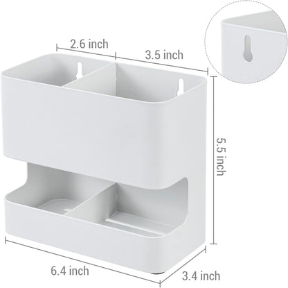 MyGift Modern Wall Mounted White Metal Hair Styling Tools Holder - 2 Slots, Salon Hot Tool Organizer Rack