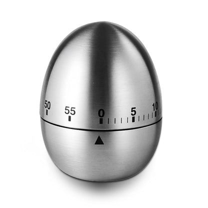 INTRESTIN Kitchen Timer for Cooking, 60 Minutes Mechanical Timer - No Batteries Required, Stainless Steel Egg-Shape Cute Countdown Clock for Cooking, Learning, Exercises, Gaming