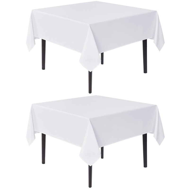 sancua White Square Tablecloths 54x54 Inch, 2 Pack - Fabric Table Cloth for Square or Round Tables, Washable Polyester Table Cover for Dinner, Holiday Party, Decorative Display Tables