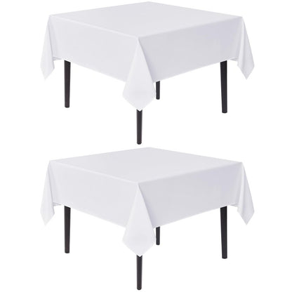 sancua White Square Tablecloths 54x54 Inch, 2 Pack - Fabric Table Cloth for Square or Round Tables, Washable Polyester Table Cover for Dinner, Holiday Party, Decorative Display Tables