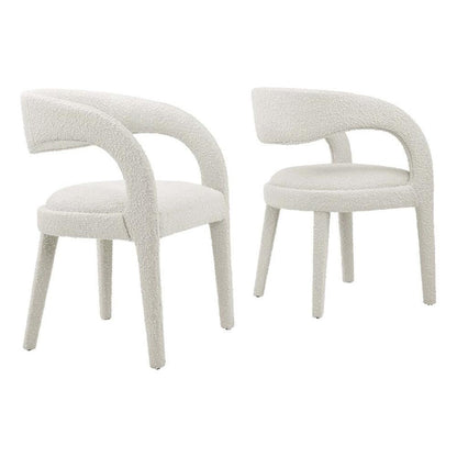 Modway EEI-6562-IVO Pinnacle Boucle Upholstered Dining Chair Set of Two, Ivory