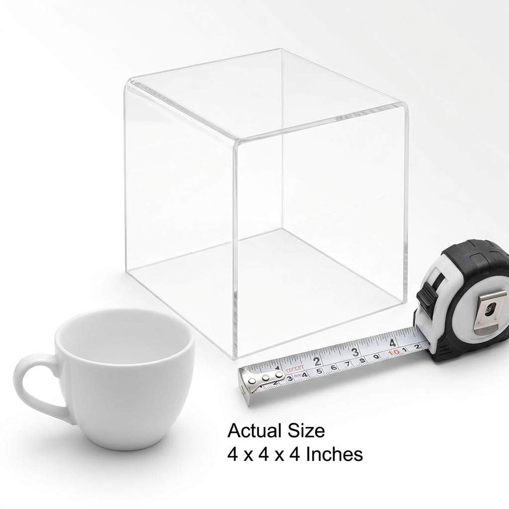 QWORK Clear Acrylic 4"x4"x4" Display Risers – 8 Pack Lightweight Stands for Cupcakes, Jewelry & Crafts