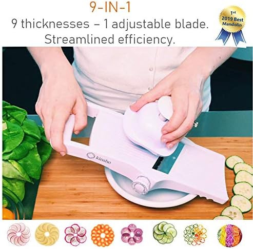 Mandolin Slicer Adjustable Mandoline - Best Hand-Held Cutter for Vegetable Potato Zucchini Food - 9-in-1 Japanese