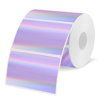 YEGAWEN 3x2 Inch Holographic Thermal Labels, Purple Thermal Sticker Labels, Rainbow Glitter Thermal Stickers for Price, Barcode, Mailing, Name, DIY Custom Logo Design, 200 Sheets/1 Roll