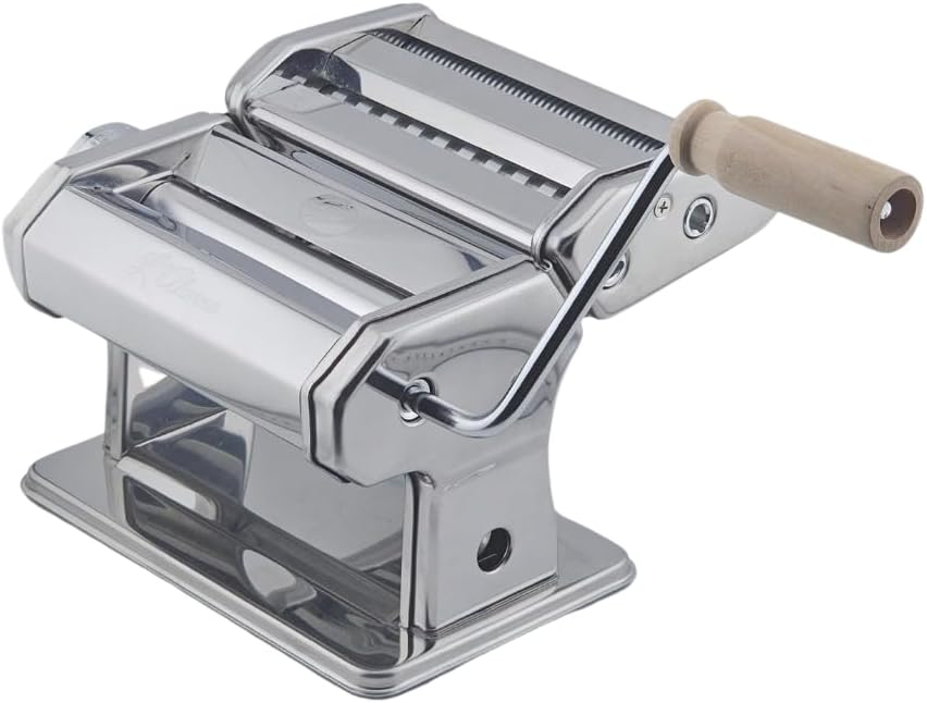 LAlunno Pasta Maker Machine by PastaVirtuoso - Hand Crank Machine for Pasta Dough and Noodles - Easy to Use Manual