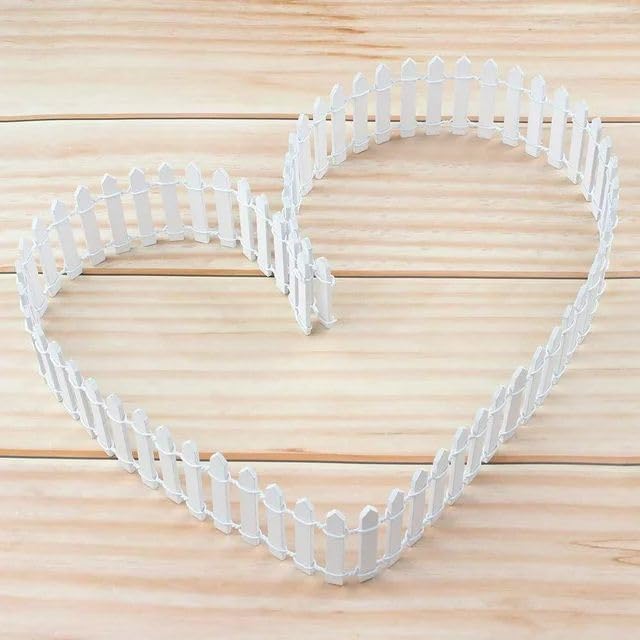 White Miniature Garden Fence, Wooden Picket Fence Border for Bonsai Fairy Garden Decoration Ornament