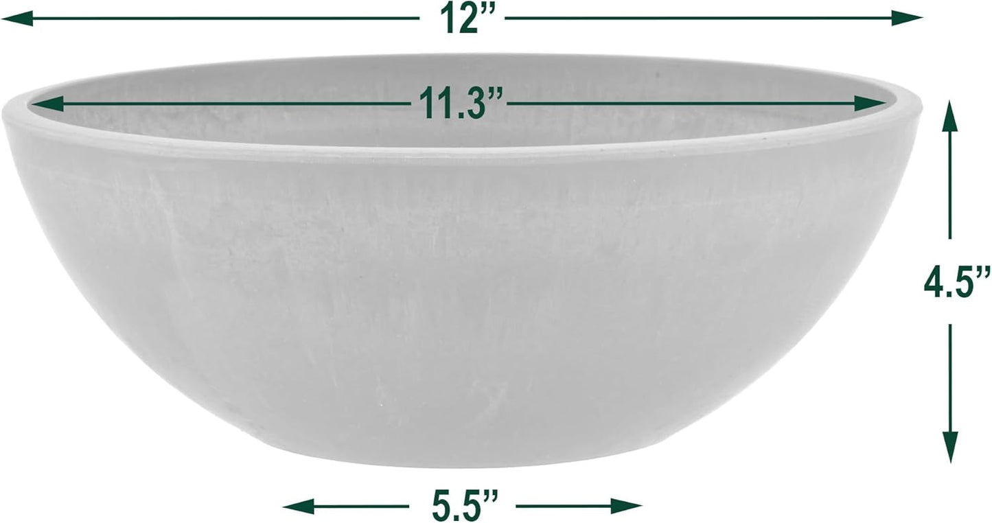 PSW Pot Collection | M30TP 12-Inch Low Bowl Planter - Drillable, Shallow Design for Succulents & Herbs, Taupe