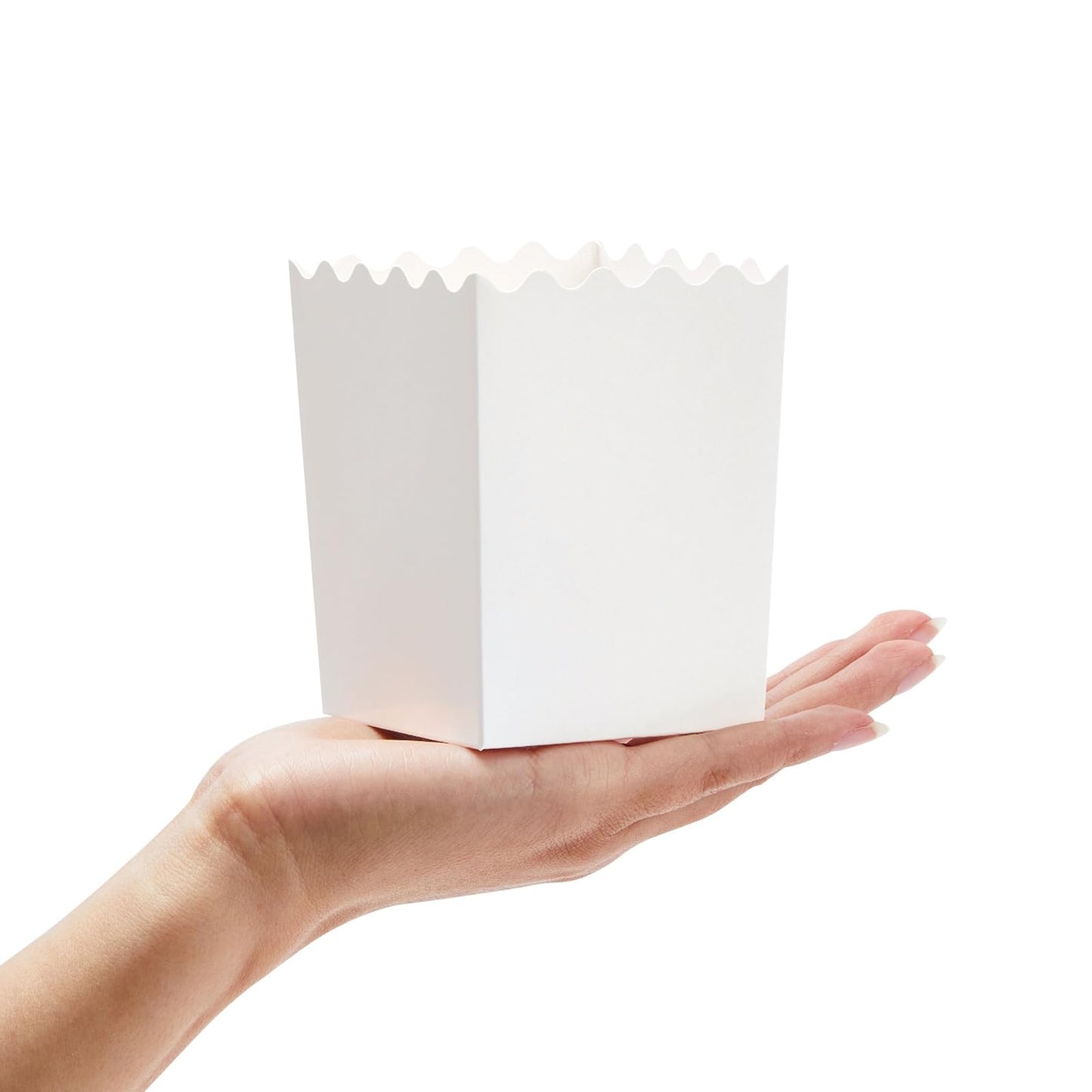 Juvale Mini Popcorn Boxes, 200 Pack Small Popcorn Containers for Party, Movie Night, Candy, Chips, Snacks – Scalloped Edge Disposable Popcorn Boxes for Popcorn Bar, Wedding, Carnival, Events - White