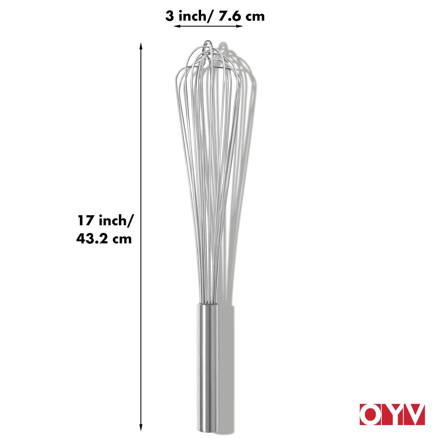 OYV 18/10 Stainless Steel Large Whisk, 17" Commercial Heavy Duty Whisk for Whipping Eggs, Mixing Batter, Making Sauces, Long Wisk Dishwasher Safe