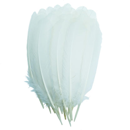 Feathers for Crafting 10-12 inches 24pcs Natural Black Big Turkey Feather Bulk for Craft DIY Crafts, Angel Wings, Dream Catcher and Wedding Party Decorations (White)