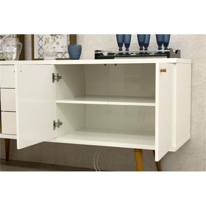 Manhattan Comfort Utopia Sideboard Buffet Stand, White Gloss and Maple Cream