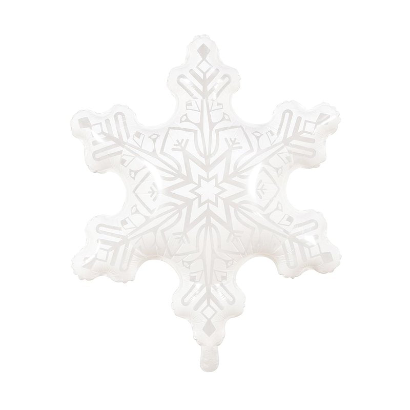 Clear Snowflake Balloons, 36 inch, Set of 5 Foil Mylar Balloons for Christmas and Winter Wonderland Ice Snow Themed Birthday Party Decorations