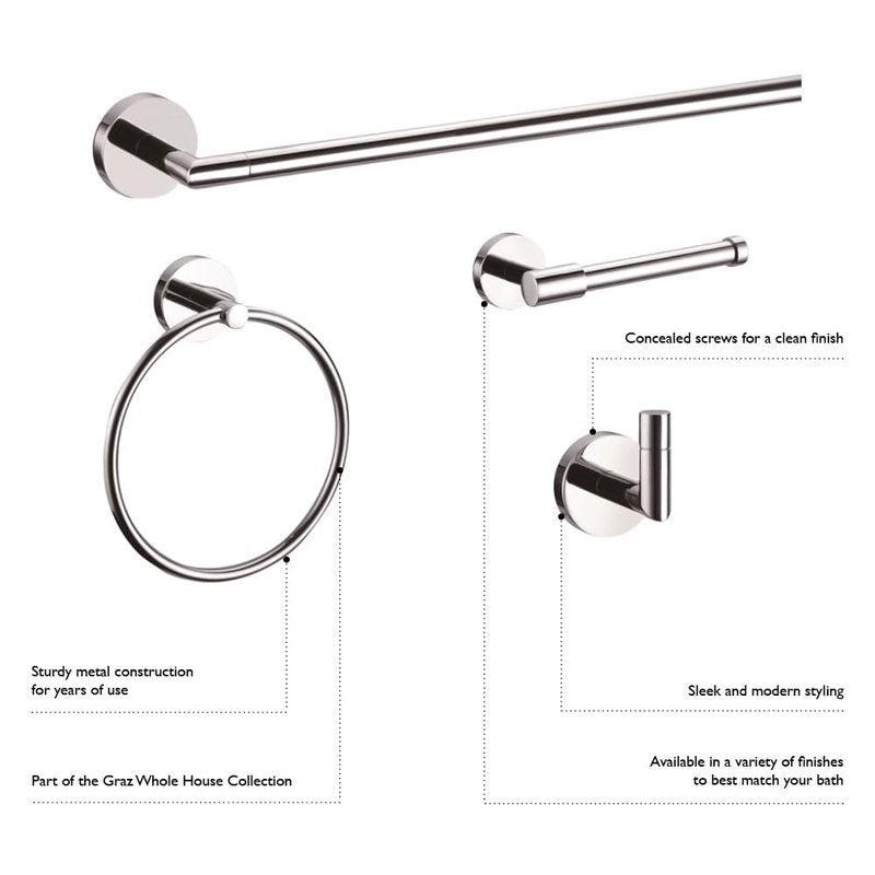 Design House 558288 Graz Robe Hook for Bathroom Bedroom Closet Kitchen or Office Polished Chrome