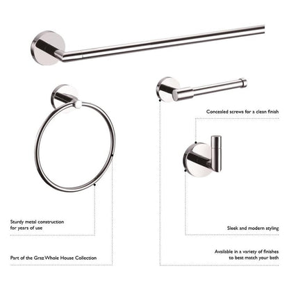 Design House 558288 Graz Robe Hook for Bathroom Bedroom Closet Kitchen or Office Polished Chrome