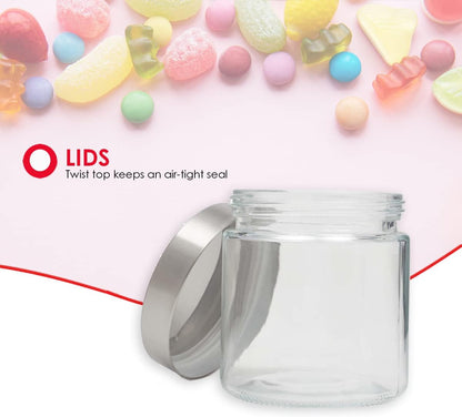 Home Basics Small Kitchen Canister, Clear Glass with Stainless Steel Lid, for Flour, Sugar, Coffee, Snacks