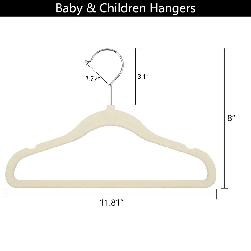 GoodtoU Kids Velvet Hangers Baby Hangers for Closet 20 Pack Non Slip Childrens Infant Hanger Beige