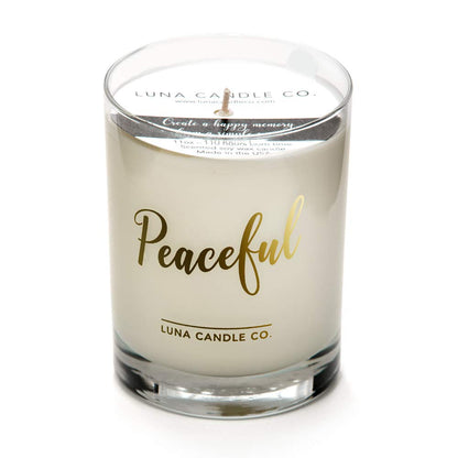 LUNA CANDLE CO. Simple Lavender Scented Jar Candle, Soy Wax, 11oz. Glass, Up to 110 Hours of Burn Time, Tranquility, Perfect for Yoga and Spa, Relax and Unwind, Made in The USA- Peaceful