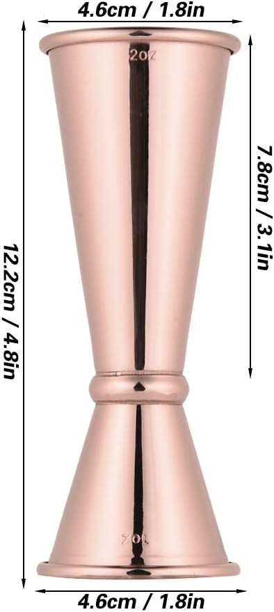 Jigger 2 oz 1 oz Rose Gold Stainless Steel Double Cocktail Shot Measure for Bartending