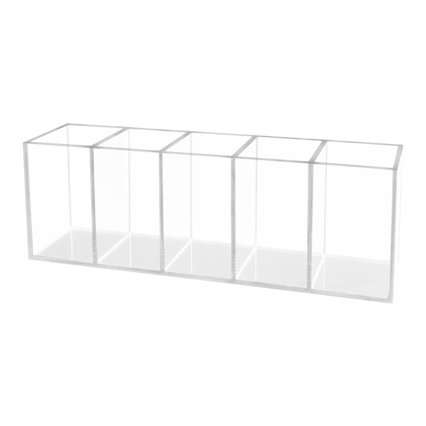 HSYMQ Acrylic Clear Pen Holder 5 Compartments Pencil Holder Desk Organizer Desktop Makeup Brush Holder