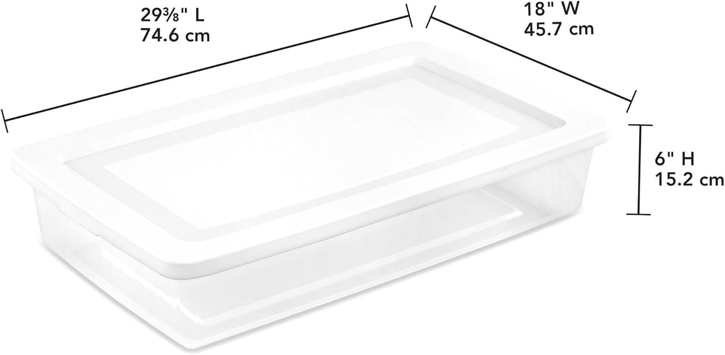 Sterilite 41 Quart Stackable Storage Box - 6 Pack Clear Plastic Containers with Secure Lids for Home & Office Organization