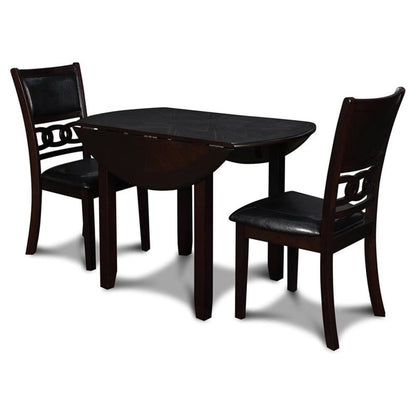 New Classic Furniture Gia 3-Piece Drop Leaf Dining Table Set with 2 Chairs, 42-Inch, Ebony