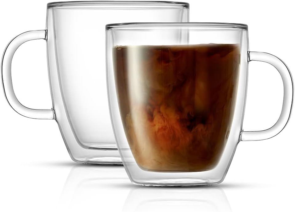 JoyJolt (Set 2) 13.5-Ounces Savor Double Wall Insulated Glasses - Coffee Mugs