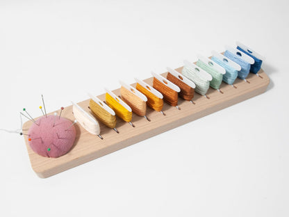 Lampstop Bobbin Rack for Embroidery Floss Beech Wood Floss Organizer (Rectangle)