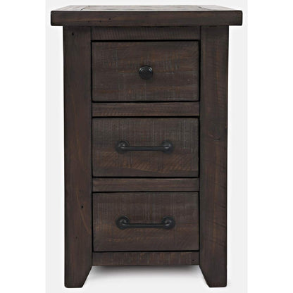 Jofran Madison County Reclaimed Pine Station USB Charging End Table Nightstand, Barnwood Brown