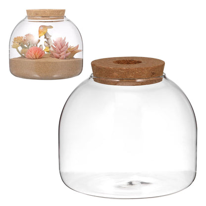 Glass Terrarium Jar with Cork Lid, Clear Container for Micro Landscape Hydroponic Plants Succulents, Self Sustaining Ecosystem DIY Decor, 5.9x5.3 Inches (Empty Jar)