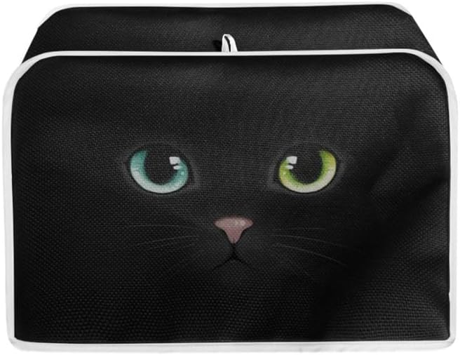 Black Cat Face Slice Toaster Cover, Aesthetic Cute Kitten Washable Polyester Toaster Cover, Pet Lovers Quilted