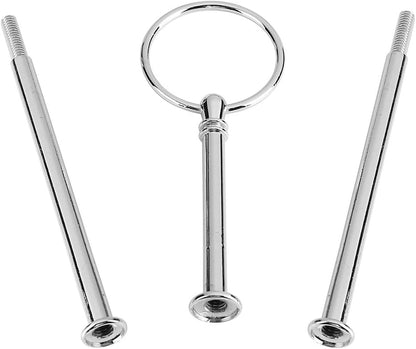 Cake Cupcake Tray Stand with Handle - 3-Tiers Round-Silver Hardware Fitting Holder, Pack of 3
