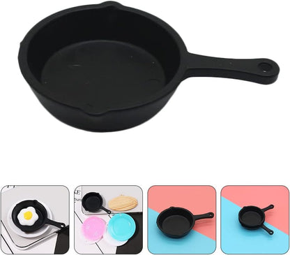 ARTIBETTER 10pcs Mini Cast Iron Skillet Set, Small Frying Pan for Dollhouse Kitchen Accessories