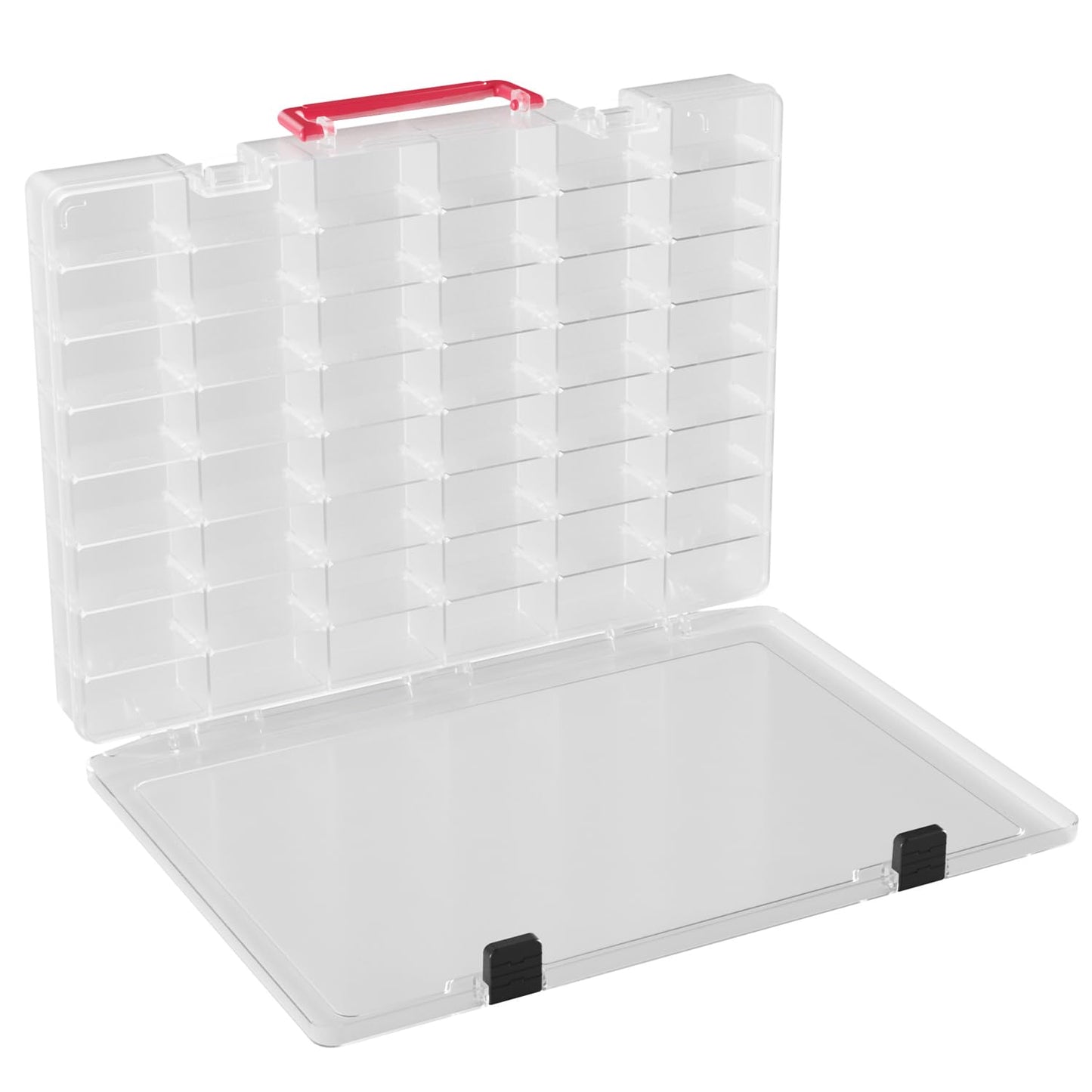 AISLE 3 ESSENTIALS Mini Toy Organizer Box 48 Compartment Storage Case, Clear Plastic Organizer with Adjustable Dividers, Portable Small Parts Storage for Toys Crafts Jewelry