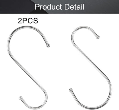 MroMax Stainless Steel S Hooks, 125mm/4.92" Silver S Shaped Hook Hangers for Kitchen, Bathroom, Bedroom, Storage Room,