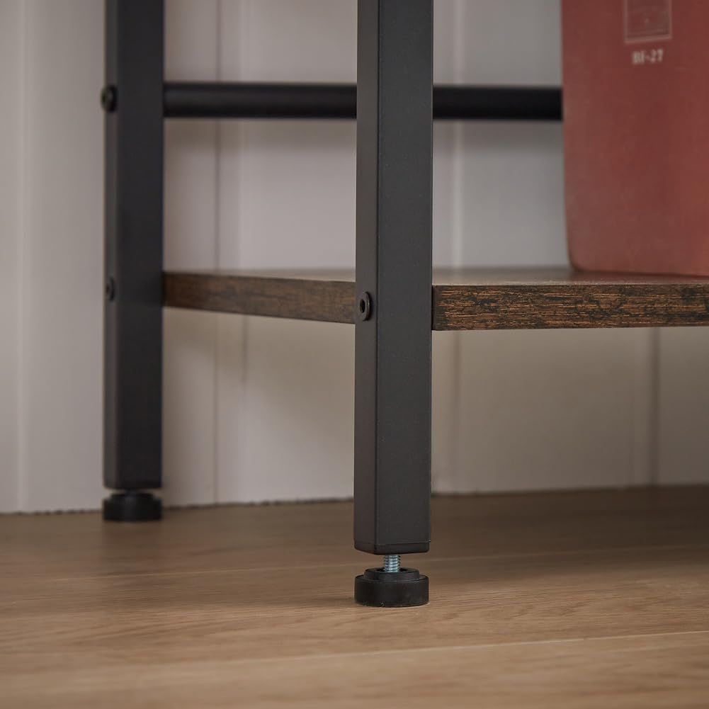 SKYXIU Triple Wide 5 Tier Bookshelf,Rustic Industrial Style Bookcases and Bookshelves with 14 Open Display Shelves,Large Open Bookshelves for Home&Office, Rustic Brown