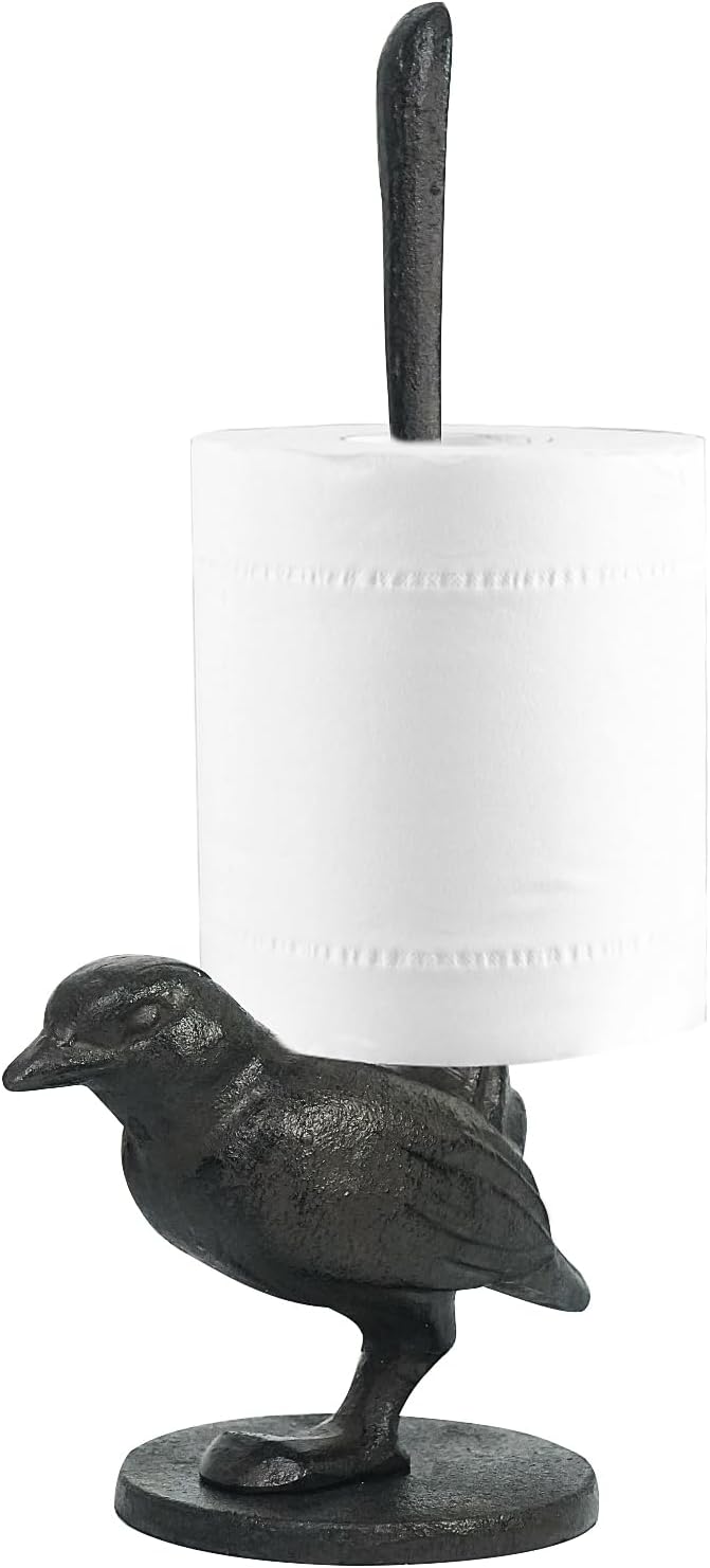 DreamsEden Vintage Bird Stand Paper Towel Holder - Small Cast Iron Birdy Paper Towel Stand Home Bedroom Bathroom Toilet