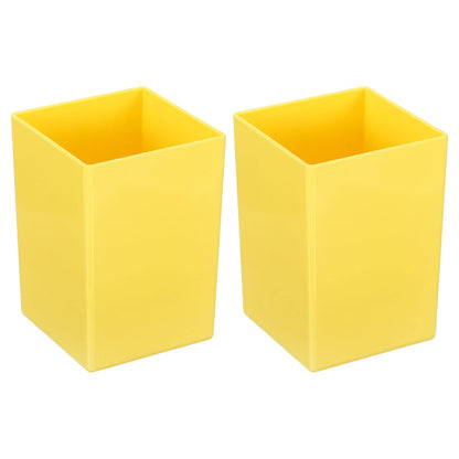 PATIKIL Pencil Holder, 2 Pack Plastic Pen Makeup Brush Holder Cup Storage Square Desktop Organizer Stationery Caddy for Home Office, Yellow