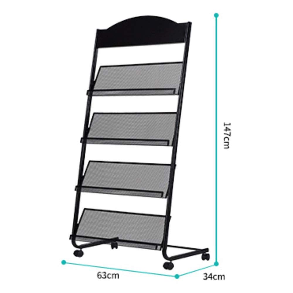 Iron Simple Floor-Standing Magazine Display Rack - Black