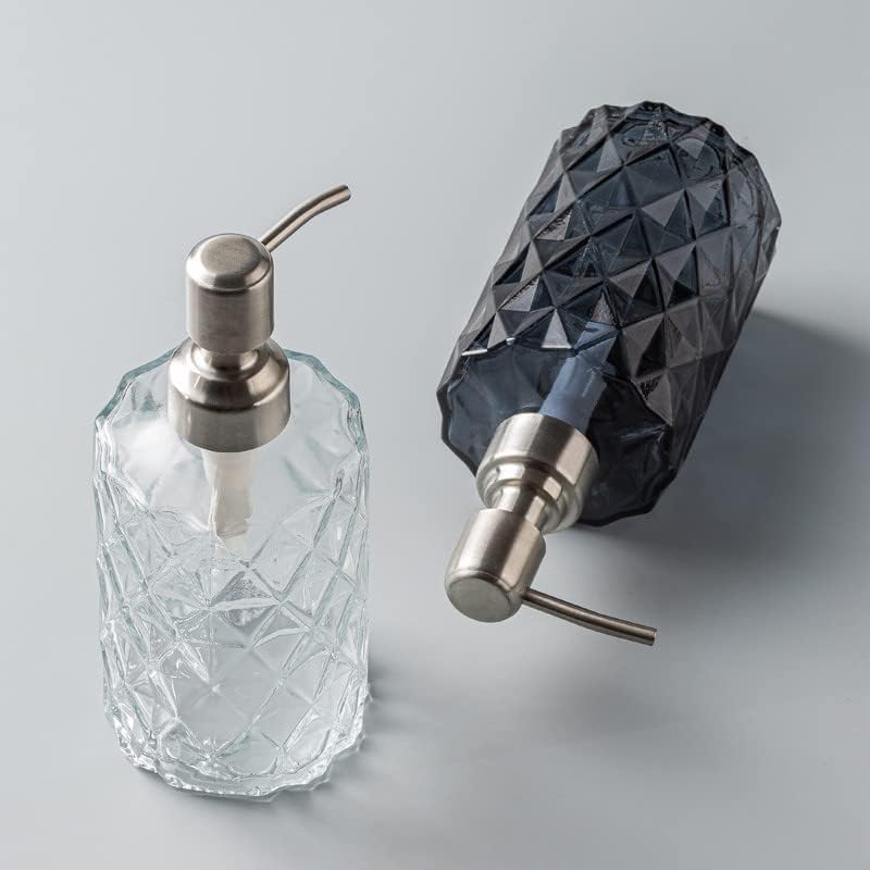 Easy Tang Glass Soap Dispenser, 12 Oz Crystal Design with Silver Pump, Green