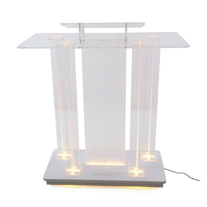 BTZHY Lectern Podium Stand, Acrylic Pulpit Large Rolling Luminous Lecture Stage Welcome Stage Reception Host Podium Conference Stage with Casters Luxury Reading Table,#1
