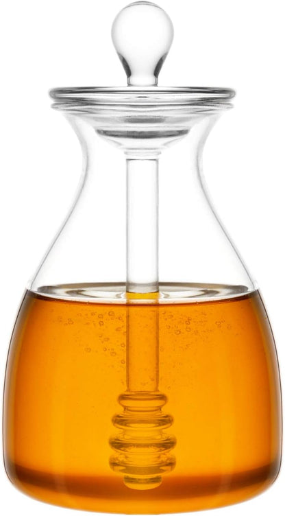 14 Mkono Honey Dispenser Glass Honey Pot Honey Jar with Dipper Sticks and Lid Cover Honey Containers Holder for Home