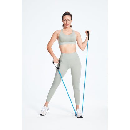 Single Resistance Bands with Handles for Working Out Women and Men, Exercise Bands with Door Anchor, Stretch Bands for Home Workouts, Simple Guide Included (Extra light-yellow-10 lbs)