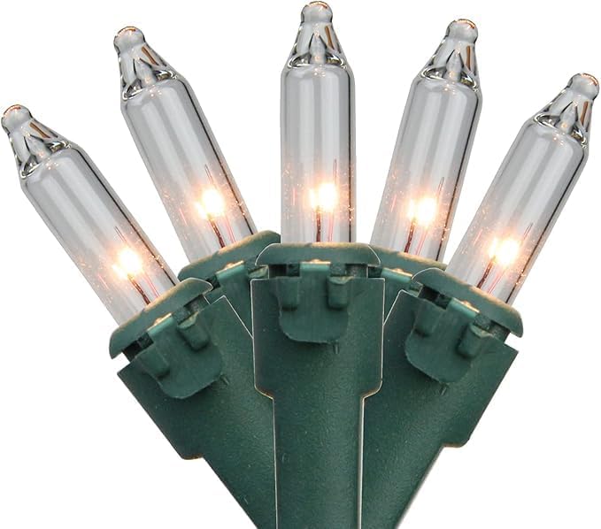 Generic 20-Count Set, 4ft Clear Mini Christmas Light Green Wire