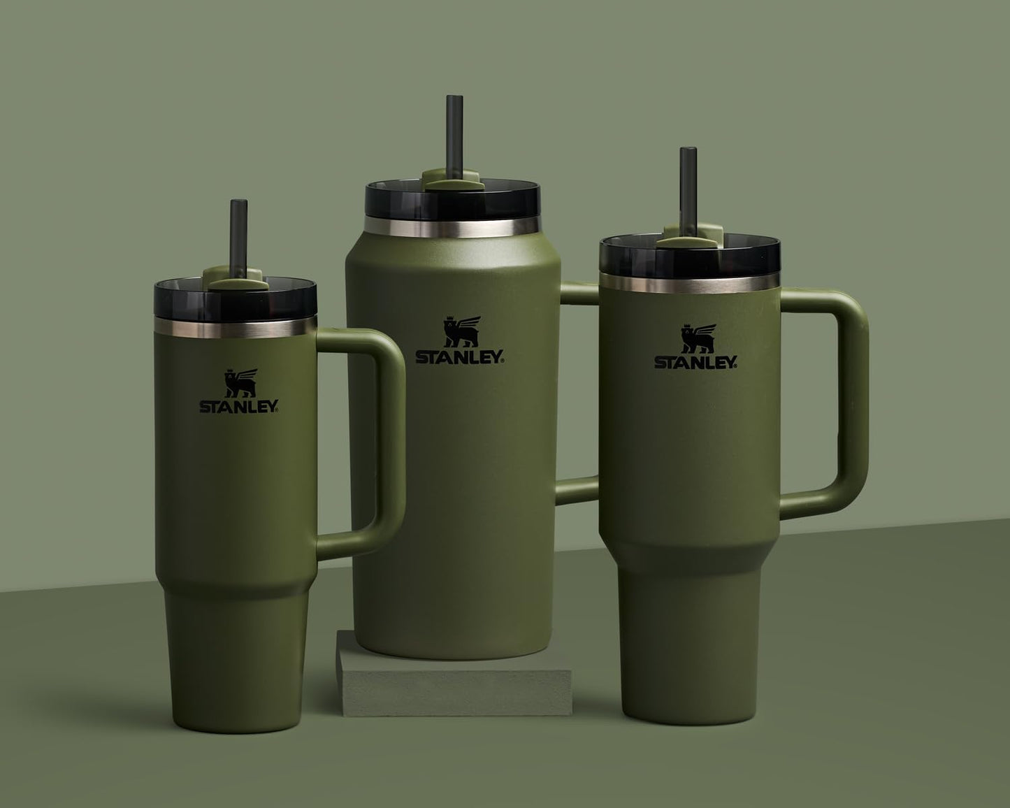 STANLEY Quencher H2.0 Tumbler - 64 oz Insulated Stainless Steel Cup with Handle & Straw | BPA-Free | Dried Pine