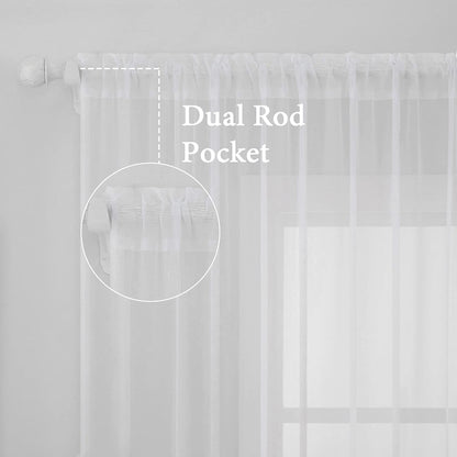MIULEE Solid Color White Sheer Window Curtains - Elegant Voile Drapes for Bedroom & Living Room | 54 x 84 Inches