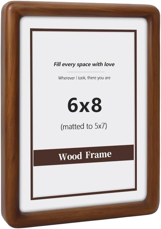 SZKYSJGS 6x8 6 8 5x7, Wood Picture Frame, Solid Natural Walnut Rounded Corner Photo Frame with Tempered Glass, x Wooden