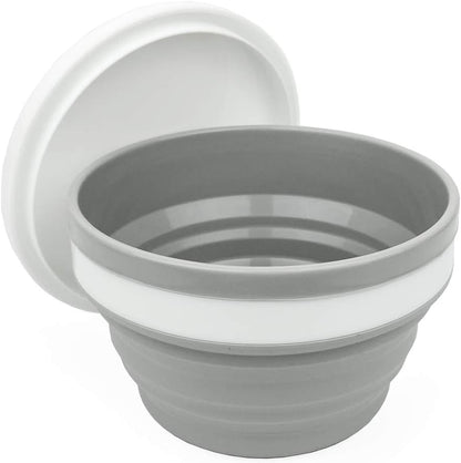 CARTINTS Silicone Collapsible Food Storage Containers with Lids, Ideal for Travel and Camping, 32oz/950ml, Grey
