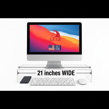 Azar 515360 Acrylic Monitor Stand Riser – Made in USA Laptop stand and Monitor Riser Acrylic Monitor Stand Riser Clear Laptop Stand for Desk Ergonomic Display Riser, Clear (21-Inch-Luxury Handcrafted)